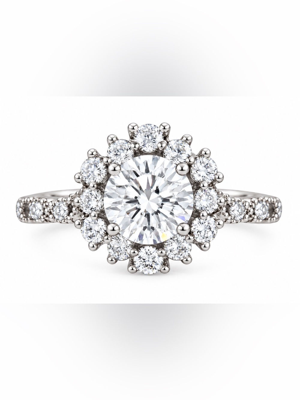Moissanite Diamond 2.0 carat floral‎ design ring size 6
